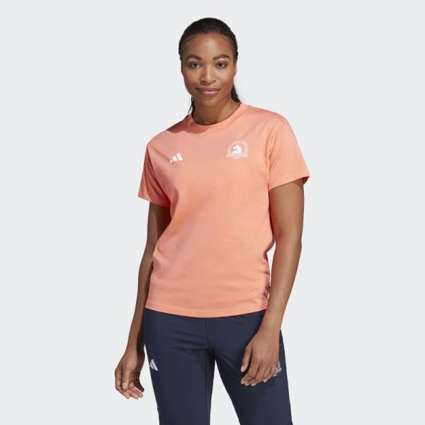 Coral Adidas Boston Marathon 2023 Made with Nature Running Tee