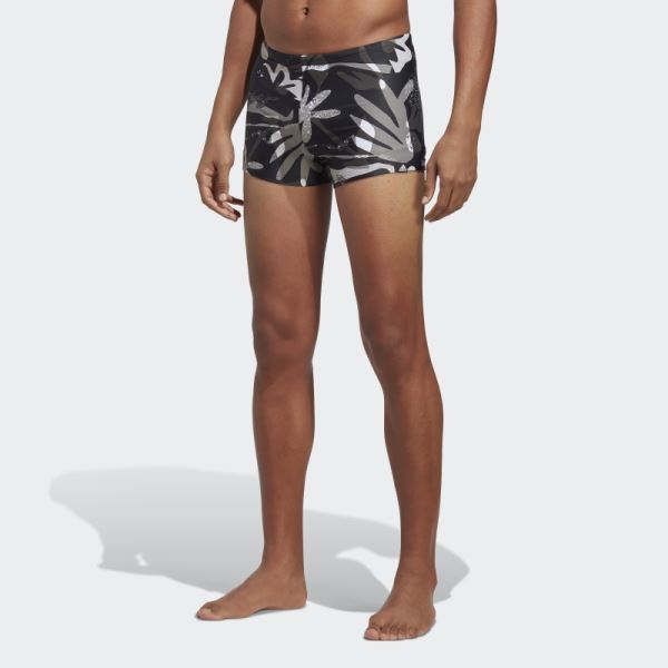 Floral Graphic Swim Boxers Black Adidas