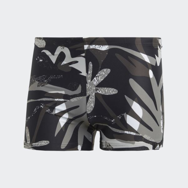 Floral Graphic Swim Boxers Black Adidas