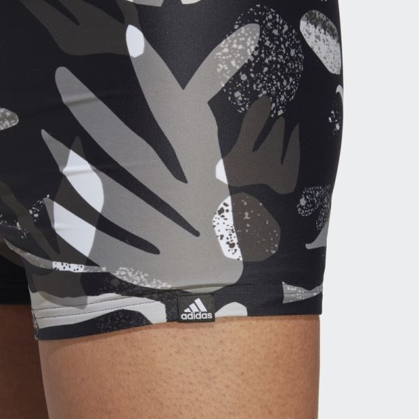 Floral Graphic Swim Boxers Black Adidas