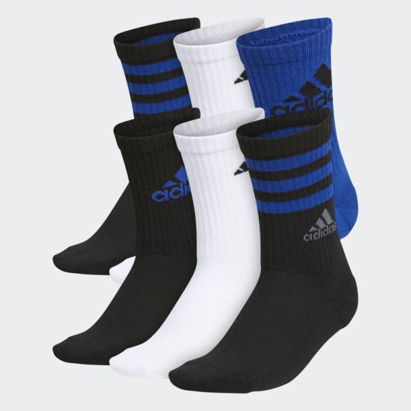 Dark Blue Adidas Cushioned Mixed Crew Socks 6 Pairs