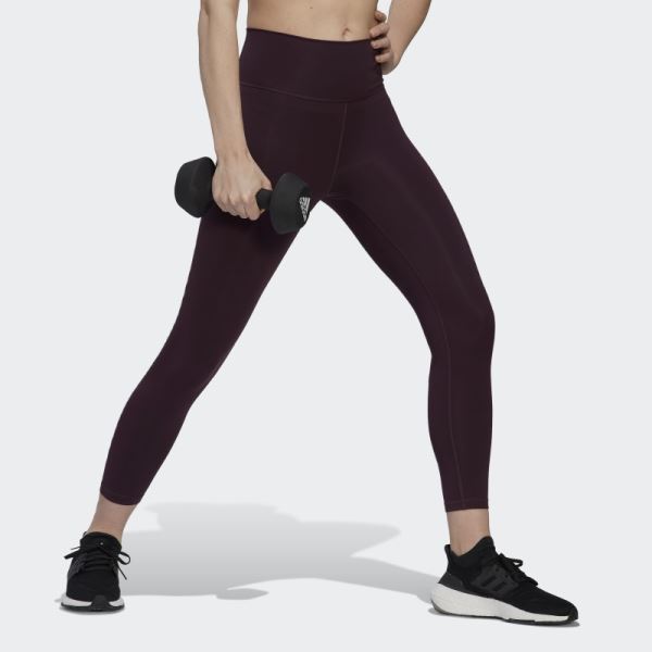 Maroon Adidas Optime Training 7/8 Leggings