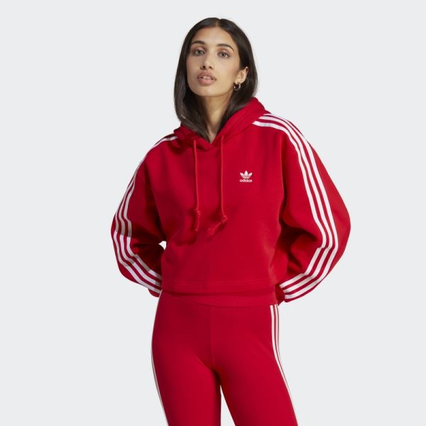 Scarlet Adidas Adicolor Classics Crop Hoodie