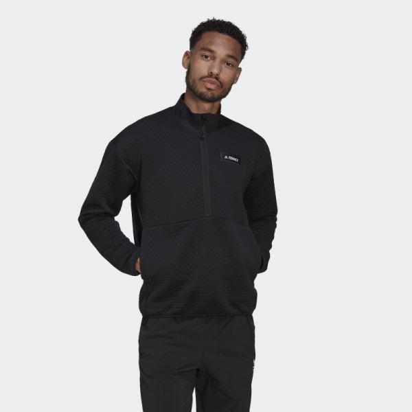 Black Adidas Terrex Hike Half-Zip Fleece