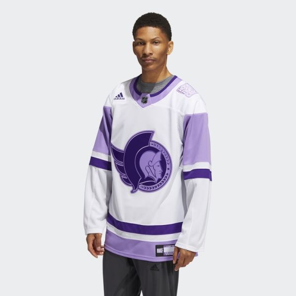 Adidas White Senators Hockey Fights Cancer Jersey