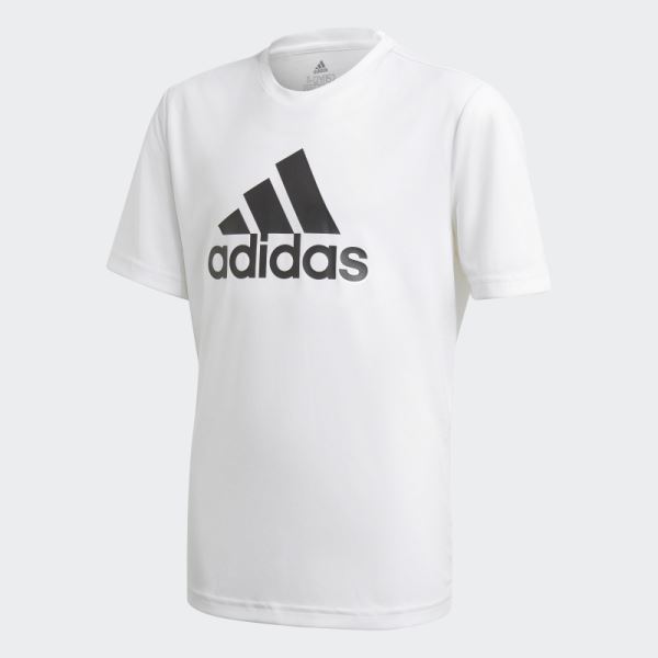 Adidas White AEROREADY DESIGNED TO MOVE BIG LOGO TEE