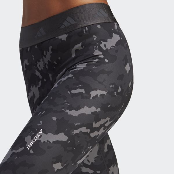 Adidas Grey Techfit Camo 7/8 Leggings