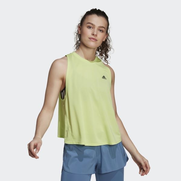 Lime RUN ICONS 3 BAR TANK TOP Adidas