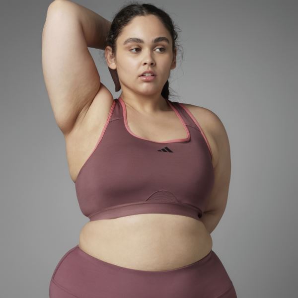 Burgundy Adidas Authentic Balance Yoga Medium-Support Bra (Plus Size)