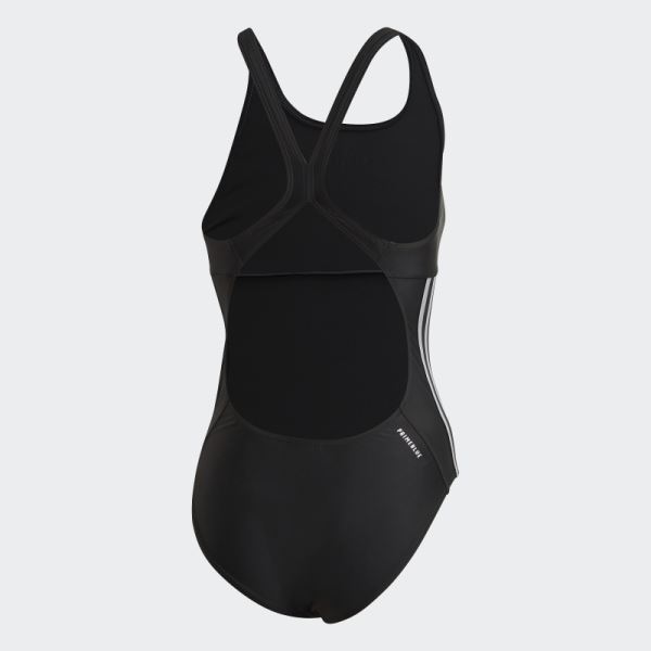 Adidas Black Glam-On Shiny 3-Stripes Swimsuit