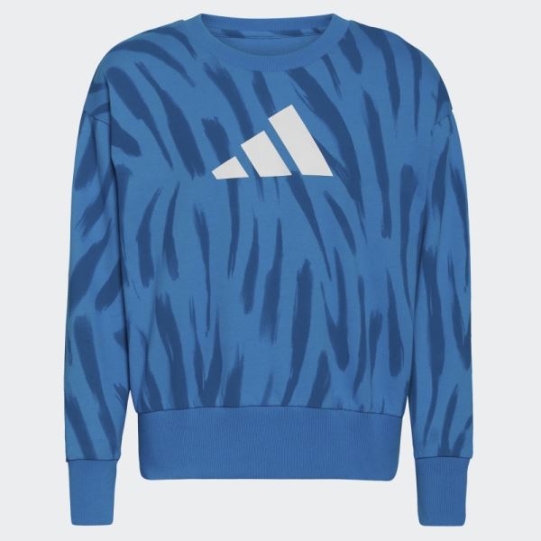 Blue Rush Adidas Logo Crew Pullover Sweatshirt