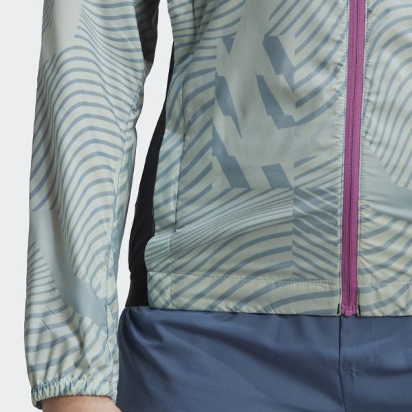 TERREX Trail Running Printed Wind Jacket Green Adidas