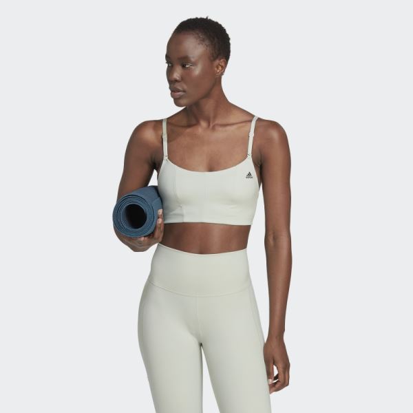 Green Adidas Yoga Studio Light-Support Bra