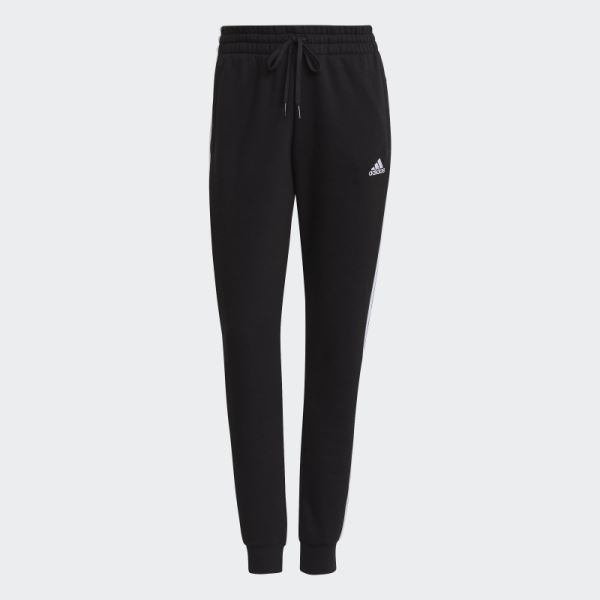 Black Essentials Fleece 3-Stripes Pants Adidas