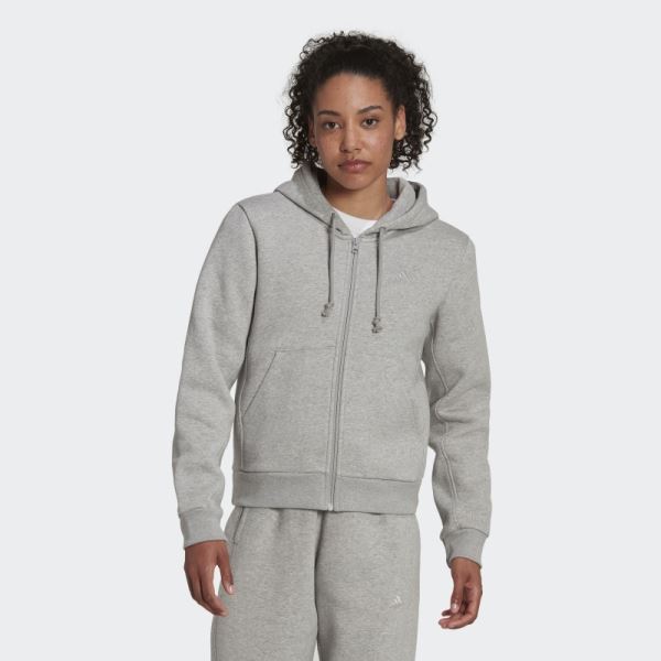 Medium Grey Adidas ALL SZN Fleece Full-Zip Hoodie