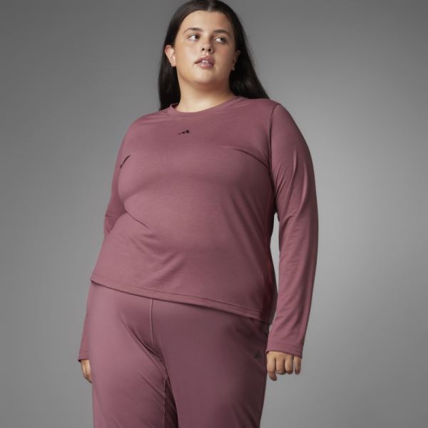 Adidas Authentic Balance Yoga Long Sleeve Tee (Plus Size) Burgundy