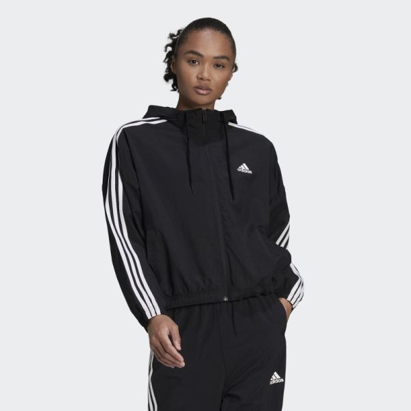 Essentials Repeat Logo Loose-Fit Windbreaker Adidas Black