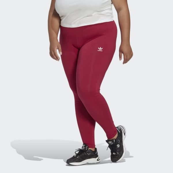 Burgundy Adidas Adicolor Essentials Tights (Plus Size)