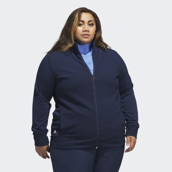 Adidas Textured Full-Zip Jacket (Plus Size) Navy