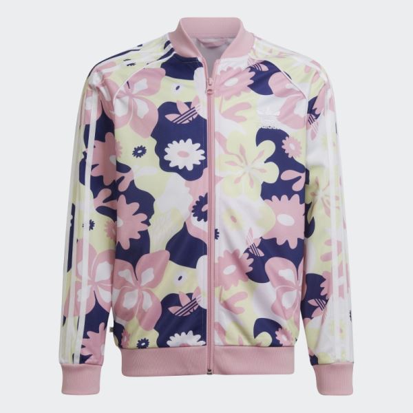 Adidas Allover Flower Print SST Track Top White