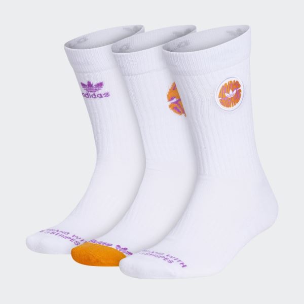 Spiral Crew Socks 3 Pairs White Adidas