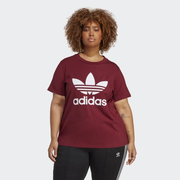 Adidas Red Adicolor Classics Trefoil T-Shirt (Plus Size)