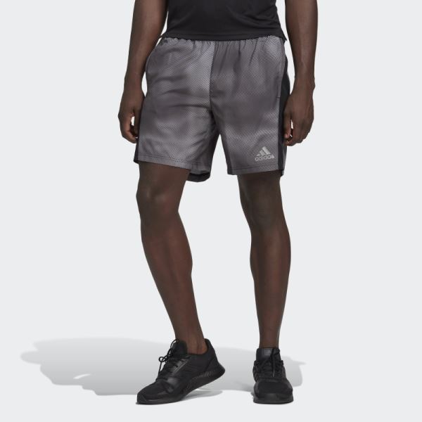 Grey Own the Run Colorblock Shorts Adidas