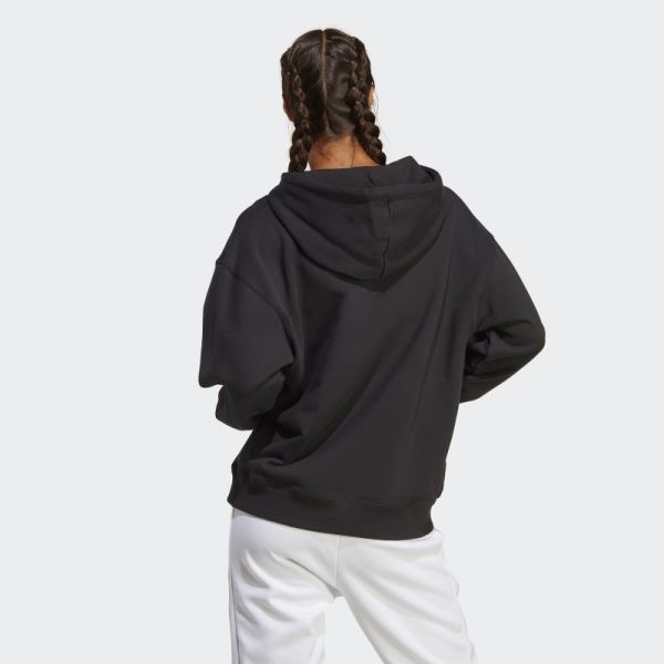 Adidas Essentials Big Logo Oversized French Terry Hoodie Black