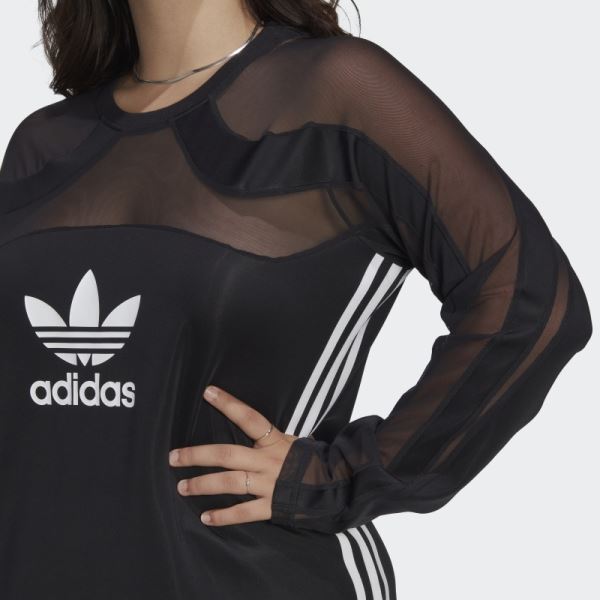 Adidas Black Centre Stage Mesh Top (Plus Size)