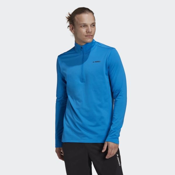 Adidas Shock Blue Terrex Everyhike Half-Zip Fleece Jacket