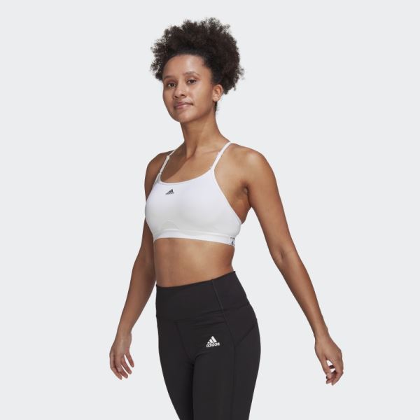 White Adidas Aeroreact Training Light-Support Bra