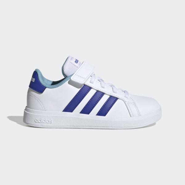 Grand Court Court Elastic Lace and Top Strap Shoes White Adidas