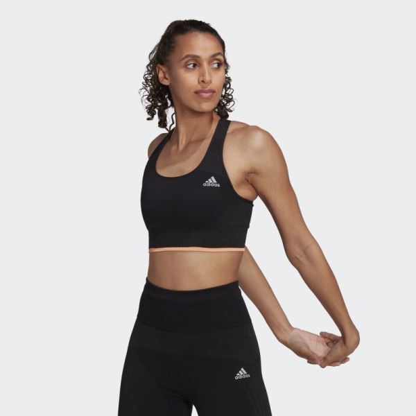 Black Adidas Running Medium-Support Seamless Merino Wool Bra