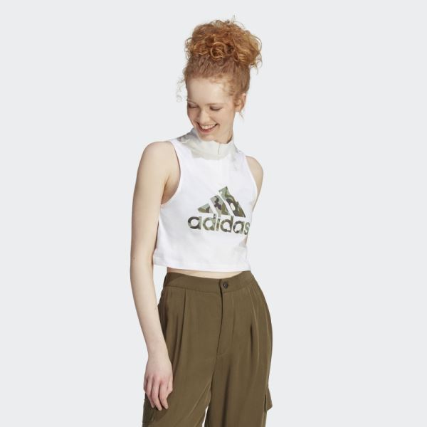 Adidas White Graphic Tank Top