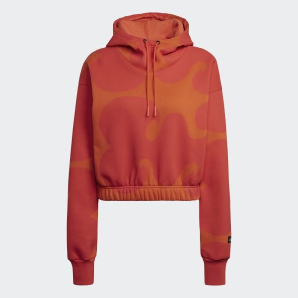 Marimekko Crop Hoodie Orange Adidas