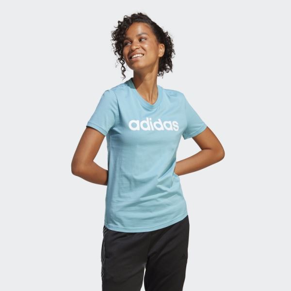 Essentials Slim Logo T-Shirt Blue Adidas