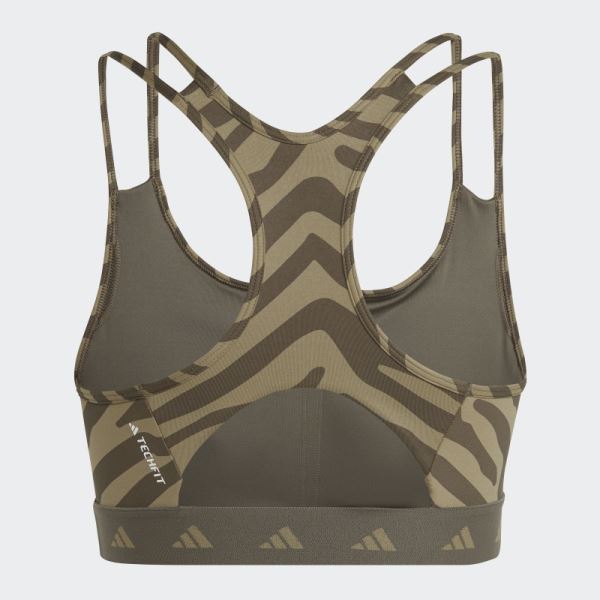 Multicolor Adidas Hyperglam Techfit Medium-Support Zebra Bra