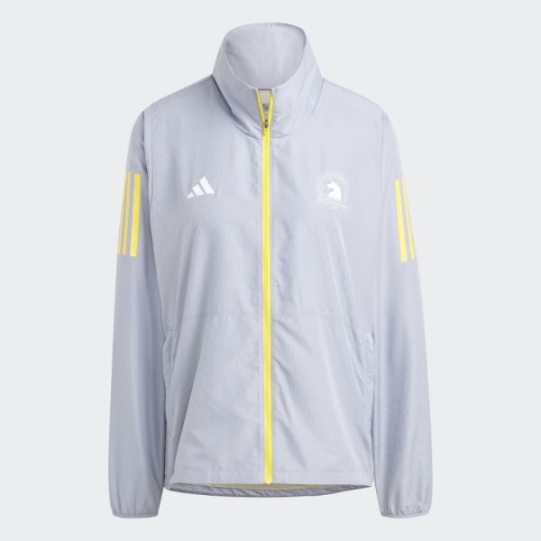 Silver Violet Adidas Boston Marathon 2023 Celebration Running Jacket