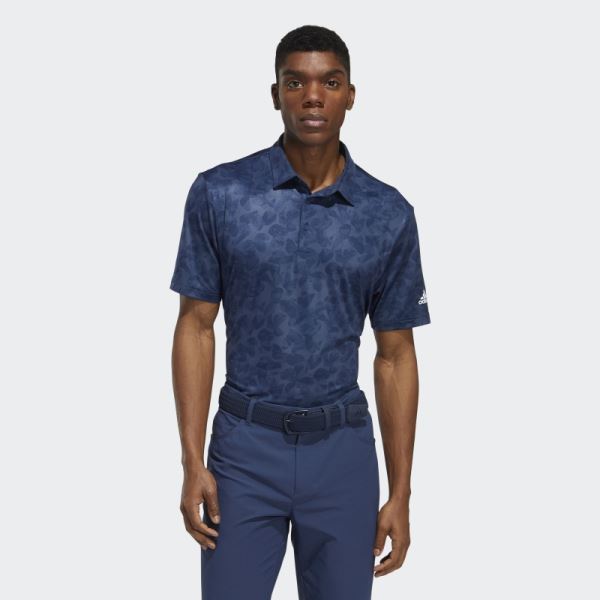 Navy Adidas Prisma-Print Polo Shirt