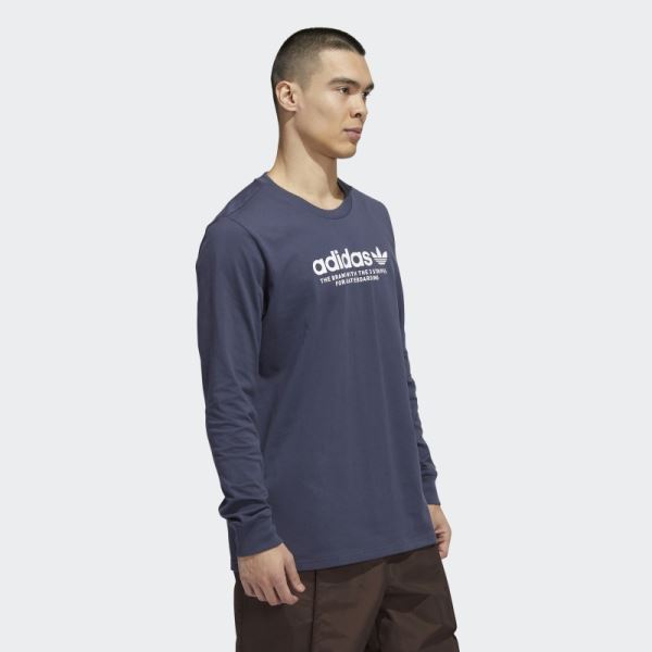 Adidas Navy Skateboarding 4.0 Long Sleeve Logo Tee (Gender Neutral)