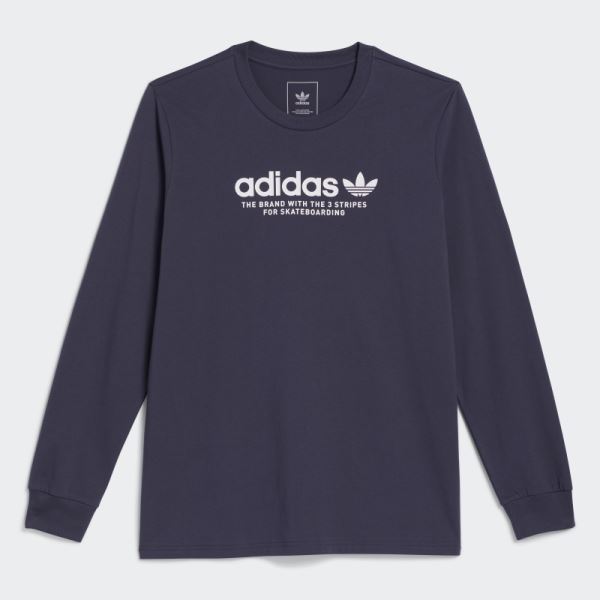 Adidas Navy Skateboarding 4.0 Long Sleeve Logo Tee (Gender Neutral)