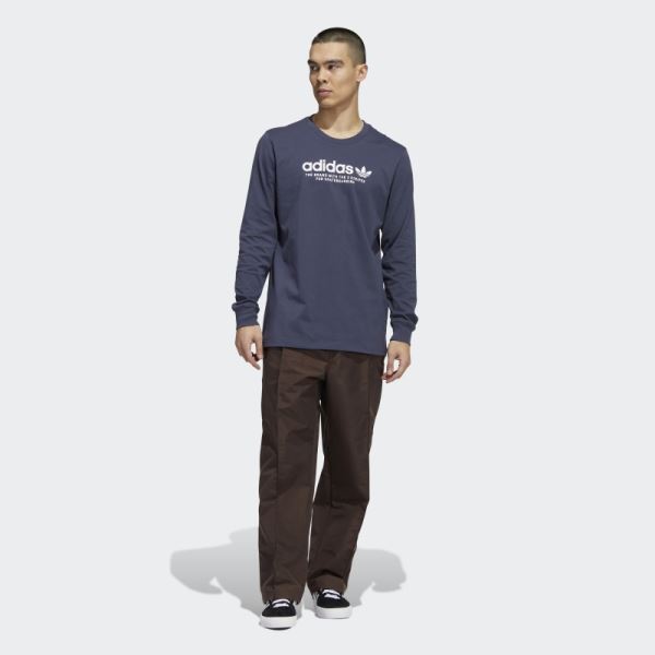 Adidas Navy Skateboarding 4.0 Long Sleeve Logo Tee (Gender Neutral)