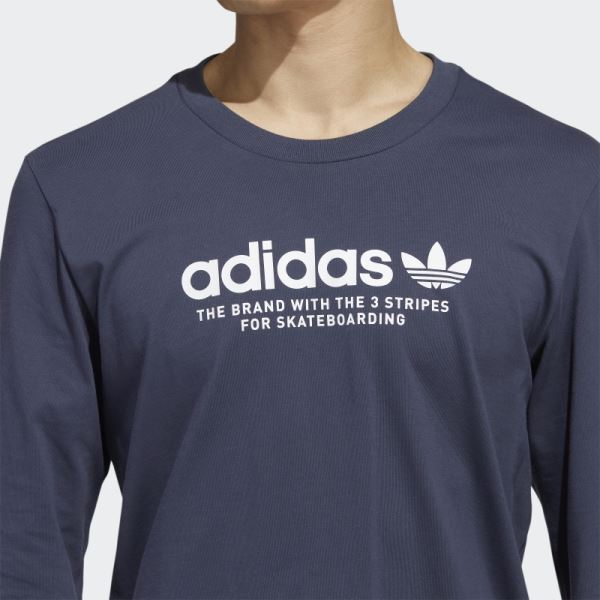 Adidas Navy Skateboarding 4.0 Long Sleeve Logo Tee (Gender Neutral)