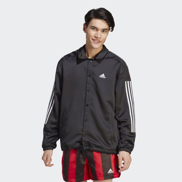 Black Adidas Satin Coaches Jacket