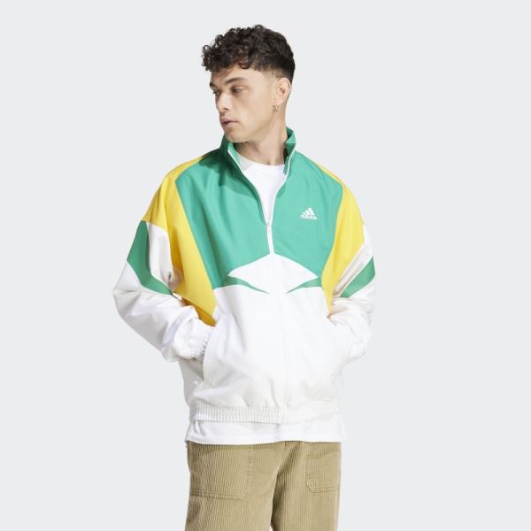 White Adidas Colorblock Track Jacket