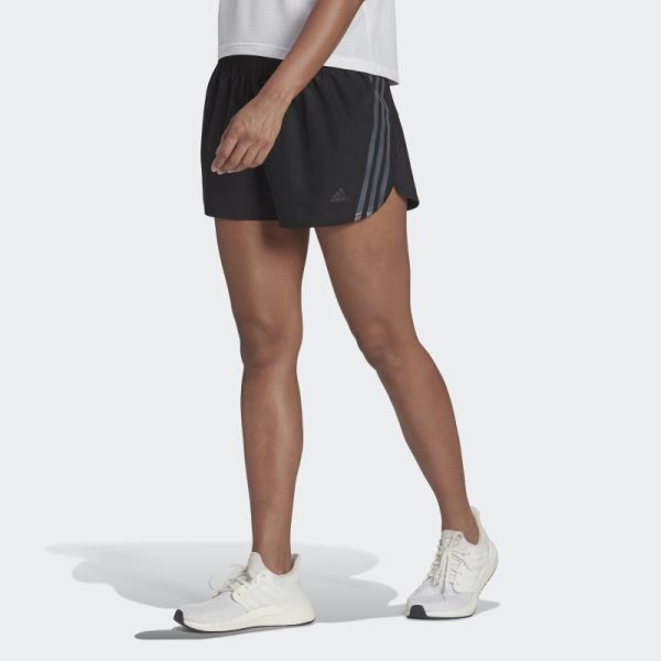 Adidas Black Run Icons 3-Stripes Running Shorts