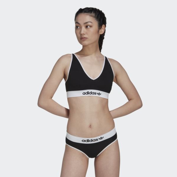 Black Modern Flex Cotton Scoop Low Back Bralette Adidas