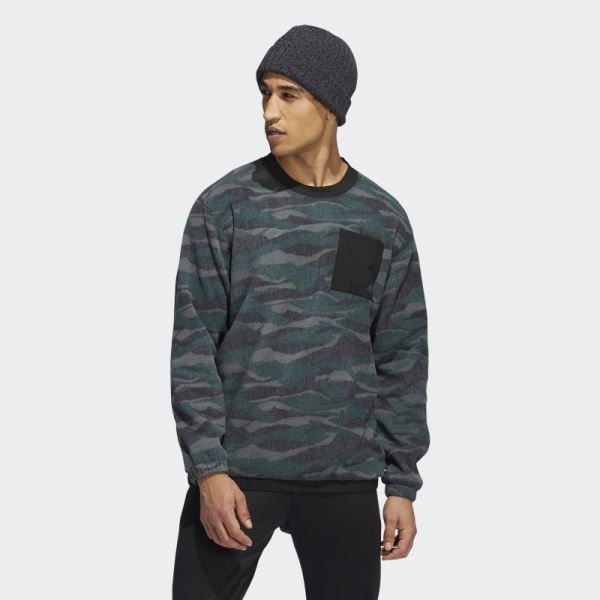 Texture-Print Crew Sweatshirt Black Adidas