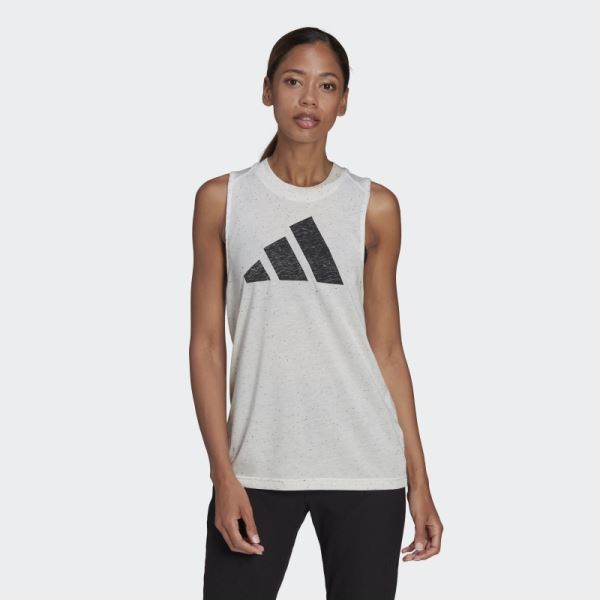 Adidas White Melange Future Icons Winners 3.0 Tank Top