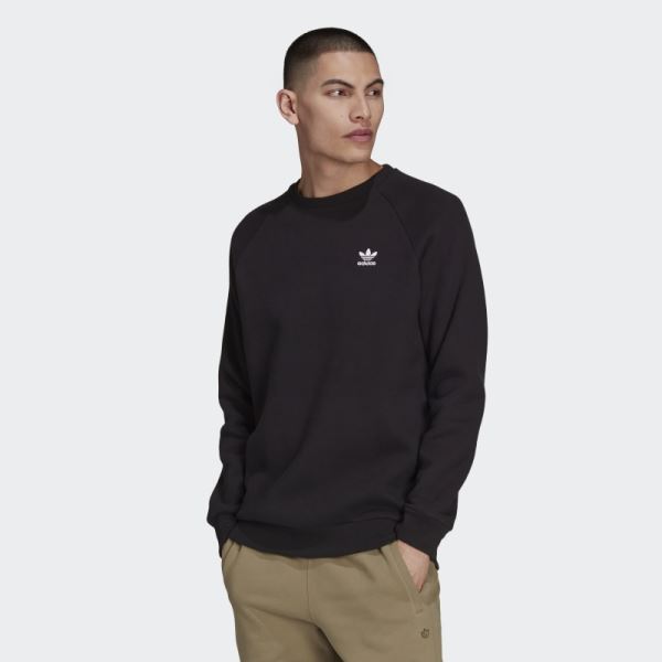 Black Adicolor Essentials Trefoil Crewneck Sweatshirt Adidas